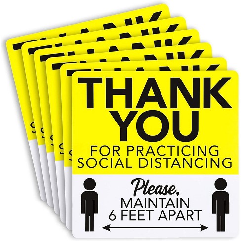 6 Pack Social Distance Safety Sign Maintain 6 Feet Apart For Business Shop Office Yellow 7x7 Inches Target