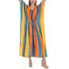 LA LEELA Women's House Daily Routine Evening Wear Vacation Holiday Casual Loungewear Relaxed Fit Caftan Maxi Night Shirts 2X-3X Orange, Tie Dye Design - 3 of 4