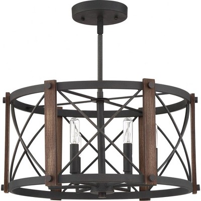 Baron 20" Black Steel 6-Light Semi-Flush Mount