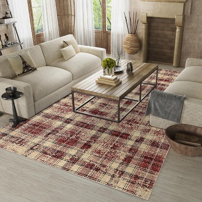 Washable Area Rug Non-Shedding & Easy Care Mat for Kitchen Dining Room Living Room Bedroom Home Decor, Modern Farmhouse Foldable Thin Non Slip Carpet