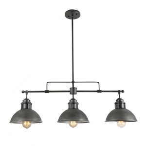 LNC Donnish 3-Lights 35.7" Farmhouse Linear Kitchen Island Pendant  Lights, Matte Black and Brushed Gray - 1 of 4