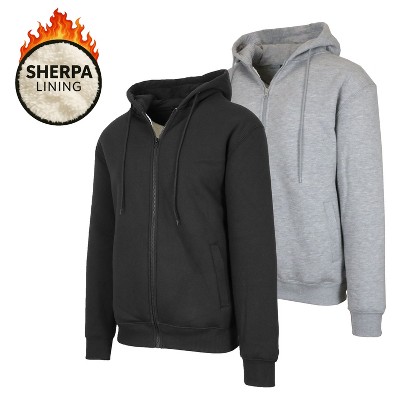 Blu Rock Men's Heavyweight Hoodie With Faux Shearling Lining-2 Pack