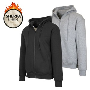 Blu Rock Men's Heavyweight Hoodie With Faux Shearling Lining-2 Pack - 1 of 3