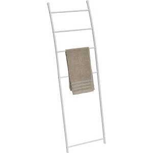 Evideco French Home Goods Freestanding Bath Towel Ladder Wall Leaning Drying Rack 4 Bars Metal White - 1 of 4
