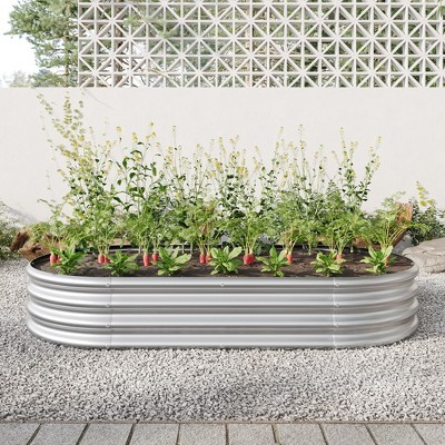 Raised Garden Bed Outdoor, Oval Large Metal Raised Planter Bed for for Plants, Vegetables, and Flowers