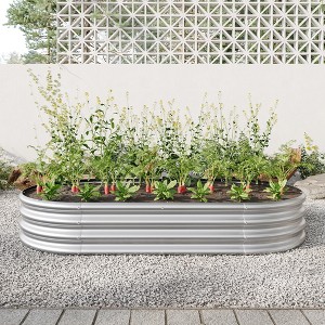 Raised Garden Bed Outdoor, Oval Large Metal Raised Planter Bed for for Plants, Vegetables, and Flowers - 1 of 4