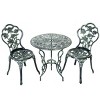 Costway Patio Furniture Cast Aluminum Rose Design Bistro Set Antique Green (Green) - image 3 of 4