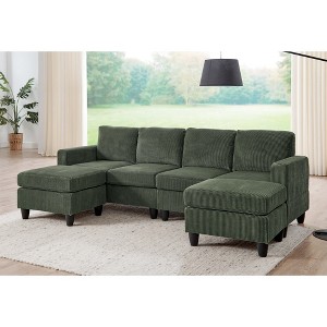 101" U-Shaped Sectional Sofas with Ottoman, Customizable L-Shaped Couch with Removable Cushions for Living Room - 1 of 4