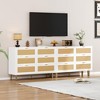 Whizmax Rattan 6 Drawer Dresser, Wooden Chest of Drawers with 5 Metal Legs, Golden Handles, Wide Double Drawer Dresser for Bedroom, Living Room - 4 of 4