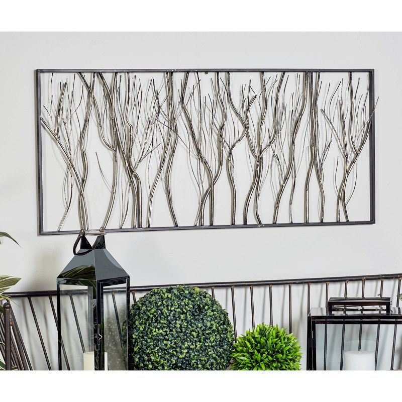 Metal Tree Distressed Dimensional Branch Wall Decor with Black Frame Silver - Olivia &#38; May, 2 of 6