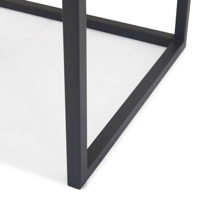 Set of 2 Black Mirrored Nesting Accent Tables with Metal Frame