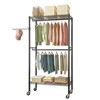Karl Home Black Carbon Steel Coat Rack with Double Crossbars 35.4x17.7x70.9 Inches Adjustable Layer Spacing - 2 of 4