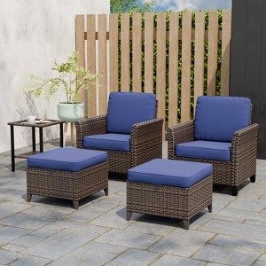 EAGLE PEAK Ocean Vista Patio Outdoor 5 piece Variated Brown Wicker Conversation Dining Chairs Set - 1 of 4