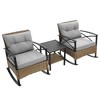 NicBex Outdoor Dining Table Set Wood/Glass Coffee Table with Rattan Rocking Chairs,Patio Furniture Set for Garden,Backyard,Porch - 3 of 4