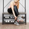 72" Tall Coat Rack & Shoe Bench – Industrial Entryway Storage with Shelf & Hooks - 3 of 4