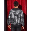 Lars Amadeus Men's Long Sleeves Shiny Metallic Sequins Argyle Printed Hooded Jacket - 3 of 4