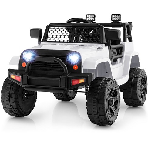 Costway 12v Kids Ride On Car 2 Seater Truck Rc Electric Vehicles W/ Storage  Room White : Target