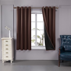 Deconovo 100 Percent Blackout Double Layers Lined Curtain (2 Panel) - 1 of 4