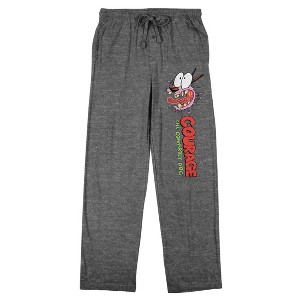 Courage The Cowardly Dog With Logo Men's Heather Gray Sleep Pajama Pants - 1 of 4