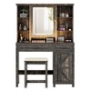 Vlsrka Makeup Vanity With LED Light and Jewelry Mirror Cabinet，Brown - 4 of 4