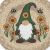 Earth Rugs Whimsical Garden Jute Trivet – 10" Round Braided Mat with Sunflower Gnome Design - 3 of 3