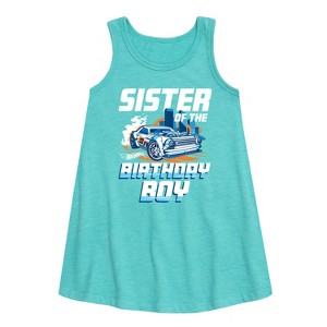 Girls' - Hot Wheels - Sister Of Birthday Boy Graphic Sleeveless Aline Dress - 1 of 2