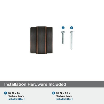 Oil Rubbed Bronze Rectangular Cabinet Knob with Mounting Hardware