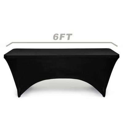 Black 6-Foot Fitted Spandex Tablecloth for Rectangular Tables