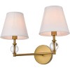 Elegant Lighting Bethany 2 lights bath sconce in brass with white fabric shade - 3 of 4