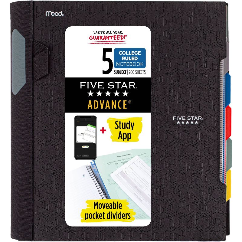 Five Star 5 Subject College Ruled Advance Spiral Notebook with Pocket Dividers (Colors May Vary), 3 of 16