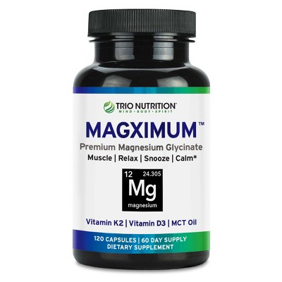 Trio Nutrition Magximum, Magnesium Glycinate, Vitamin D3 & Vitamin K2 ...