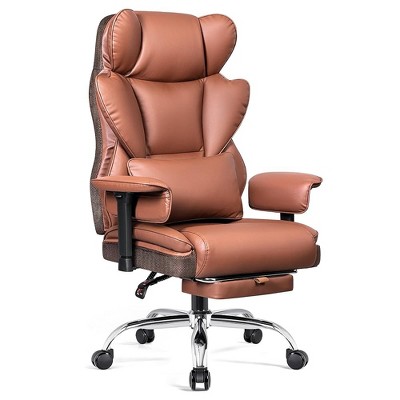 KERDOM High Back Desk Chair for Heavy People, 500 LBS Leather Executive Office Chair with Lumbar Support,Brown
