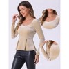 INSPIRE CHIC Women's Elegant Sweetheart Neck Long Sleeve Velvet Peplum Top - 2 of 4
