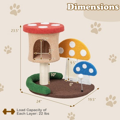 Colorful Mushroom Cat Activity Center with Sisal Scratching Post