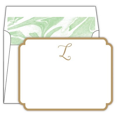 10ct Marble Cards Die-Cut Social Set Monogram L