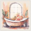 Kate & Laurel All Things Decor 30"x30" Sylvie Flamingo Bath Pastel Tropical Bathroom Framed Canvas by The Creative Bunch Beaded White - 2 of 4