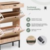 Brafab Shoe Storage Cabinet with 2 Flip Drawers and Open Shelf Natural Rattan Narrow Slim Shoe Organizer Rack Wooden with Metal Legs - 2 of 4