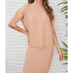 Women's Rib contrast turtleneck sweater - Milio Milano - 1 of 4