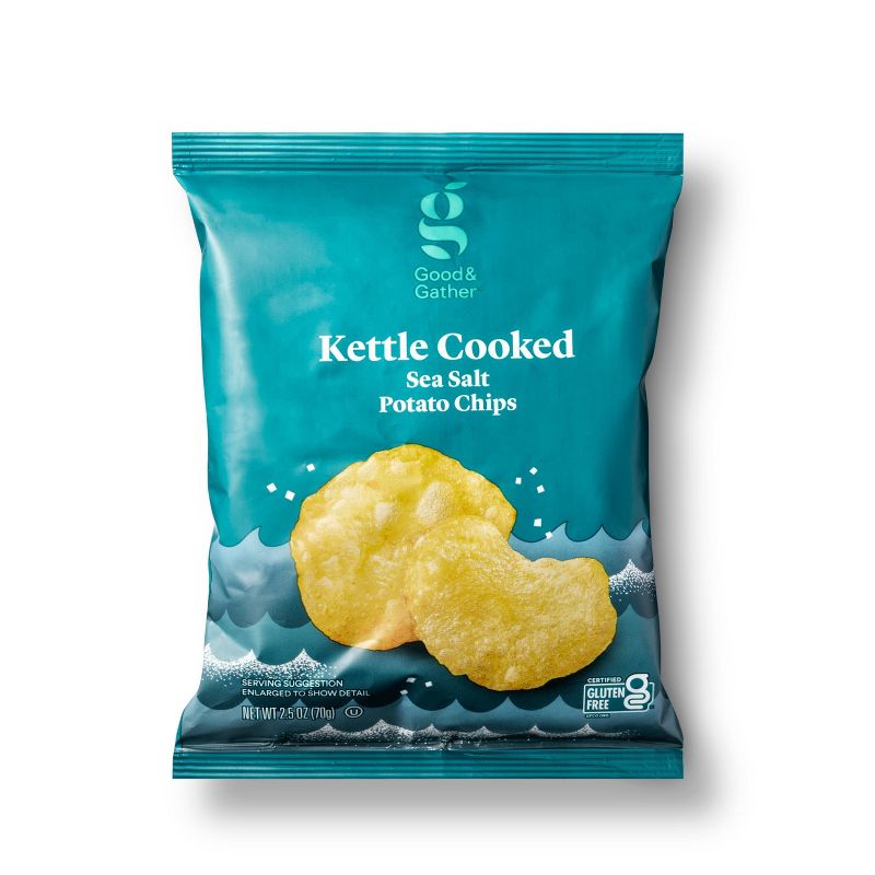 Sea Salt Kettle Potato Chips - 2.5oz - Good &#38; Gather&#8482;, 1 of 7