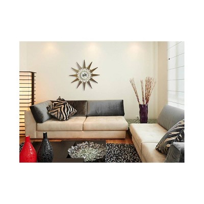 31" Nova Starburst Oversized Walnut and Gold Wall Clock