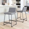 Counter Stool – 35" H With Gray Tufted Polyester Seat & Powder-Coated Steel Frame (Set of 2) By Zuo Modern - 2 of 4