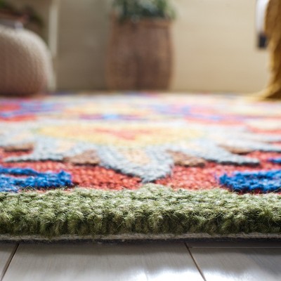 Hand-Tufted Artisanal Red Wool 6' Square Area Rug