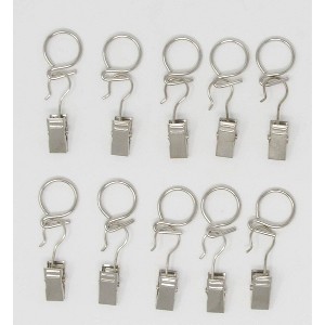 S Hook Rings with Clips for 1/2-inch Cafe Rod, Set of 10 - 1 of 1
