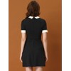 Allegra K Women's Vintage Work Contrast Color Short Sleeve Fit and Flare Dress - 4 of 4