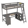 NicBex Twin Size Bunk Bed with Desk Wooden Bed Frame with cabinet, Shelves, Drawers, Inclined Ladder and Guardrail, No Box Spring Required, Brown - 3 of 4