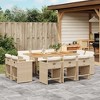 vidaXL 9 Piece Patio Dining Set with Cushions Poly Rattan - Gray Wood 8 Chairs - 2 of 4