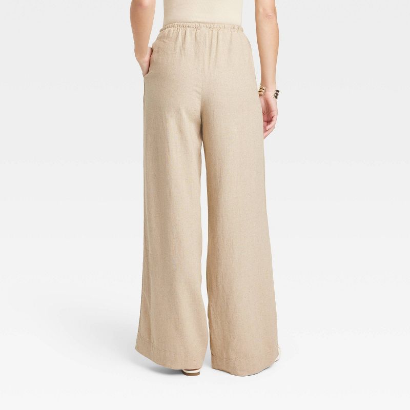 Women's High-Rise Wide Leg Linen Pull-On Pants - A New Day™, 3 of 11