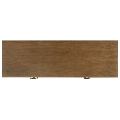 Rustic Oak 6-Drawer Transitional Dresser with Brass Hardware