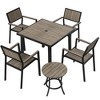 Pamapic 6-Piece Aluminum Outdoor Patio Dining Set with Square Table, Small Side Table and 4-Stackable Chairs - 3 of 4