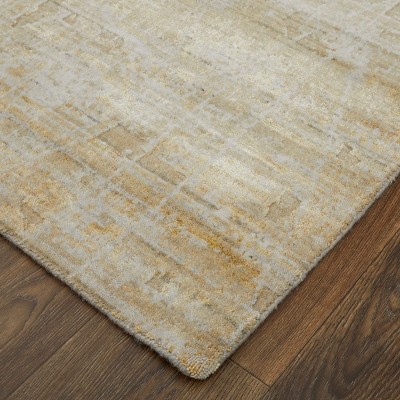 Eastfield Ivory and Gold Abstract Wool Viscose Area Rug 4' x 6'